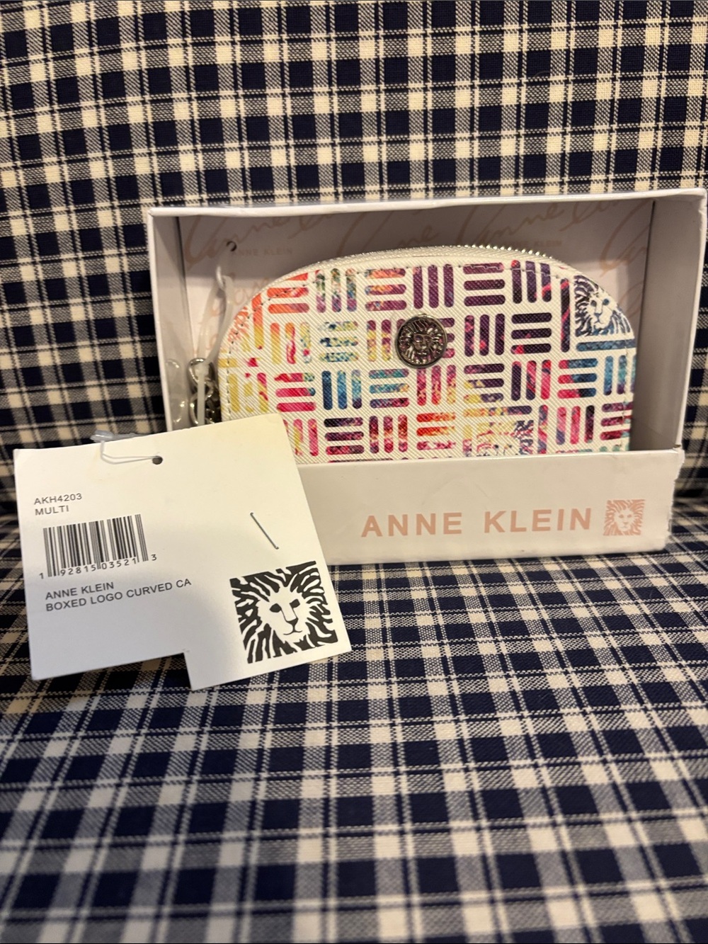 Anne Klein White wristlet /wallet with Multi-Color Geometric Print